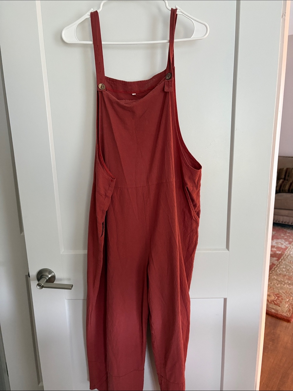 Women’s Rust Red Linen-Blend Jumpsuit- 2 for $20